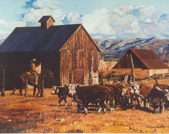 Last Fall Gathering, Limited Edition Western Fine Art Print by Wayne Justus