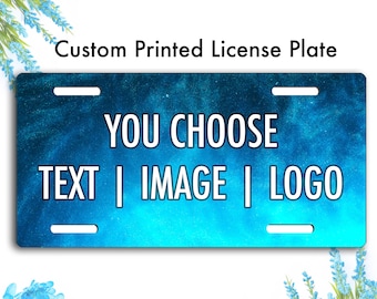 Blue White Custom Auto Car Tag Top Craft Case Personalized Name on License Plate