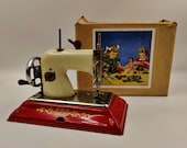 Vintage EMG Comet Children 39 s Toy Hand Cranked Sewing Machine-Tinplate-Boxed