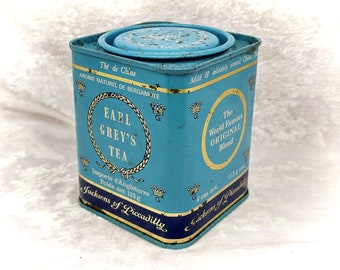 Vintage Jackson of Piccadilly Early Grey Tea Tin Ltd Made by Robert Jackson /& Co London in the 1960s