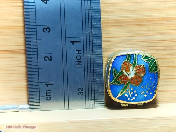 Very Tiny Blue Floral Cloisonne (2cm)-Vintage Tri… - image 7