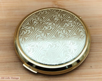 Stratton Gold Tone Patterned-Vintage Ladies Powder Compact -0pi
