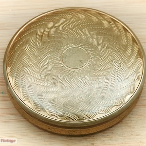 Melissa guilloche gold tone art deco-Vintage Make Up/Powder Mirror Compact-1in , vintage compact, handheld mirror, vintage vanity