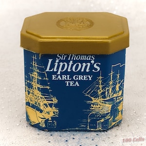 Miniature/Dolls House Vintage Liptons Tea Caddy &quot;Tin&quot; (actually plastic) -4cm