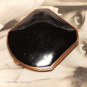 Kleiner gold-schwarzer Spiegel Puderdose Puderdose: Schminkspiegel-0v