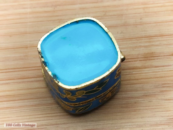 Very Tiny Blue Floral Cloisonne (2cm)-Vintage Tri… - image 5