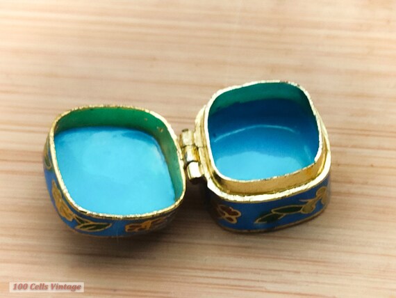 Very Tiny Blue Floral Cloisonne (2cm)-Vintage Tri… - image 6