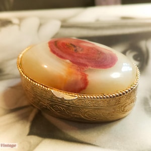 Brown green marble onyx agate-5cm-Vintage Marble Pill Box-trinket/snuff box 0o keepsake box, jewelry box, trinket box, treasure box