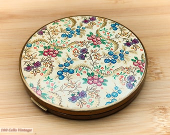 Vanity Fair Nice Floral Chintz Vintage Ladies Powder Compact -cre