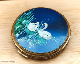 Stratton Swans MISSING MIRROR-Vintage Ladies Powder Compact -0re