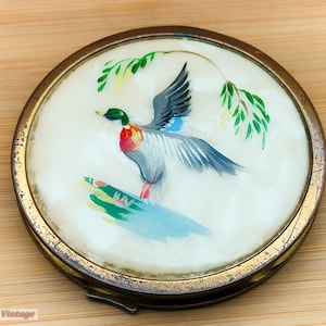 Mascot-Duck-Vintage Ladies Powder Compact -cgr, compact mirror, vintage compact, handheld mirror, vintage vanity