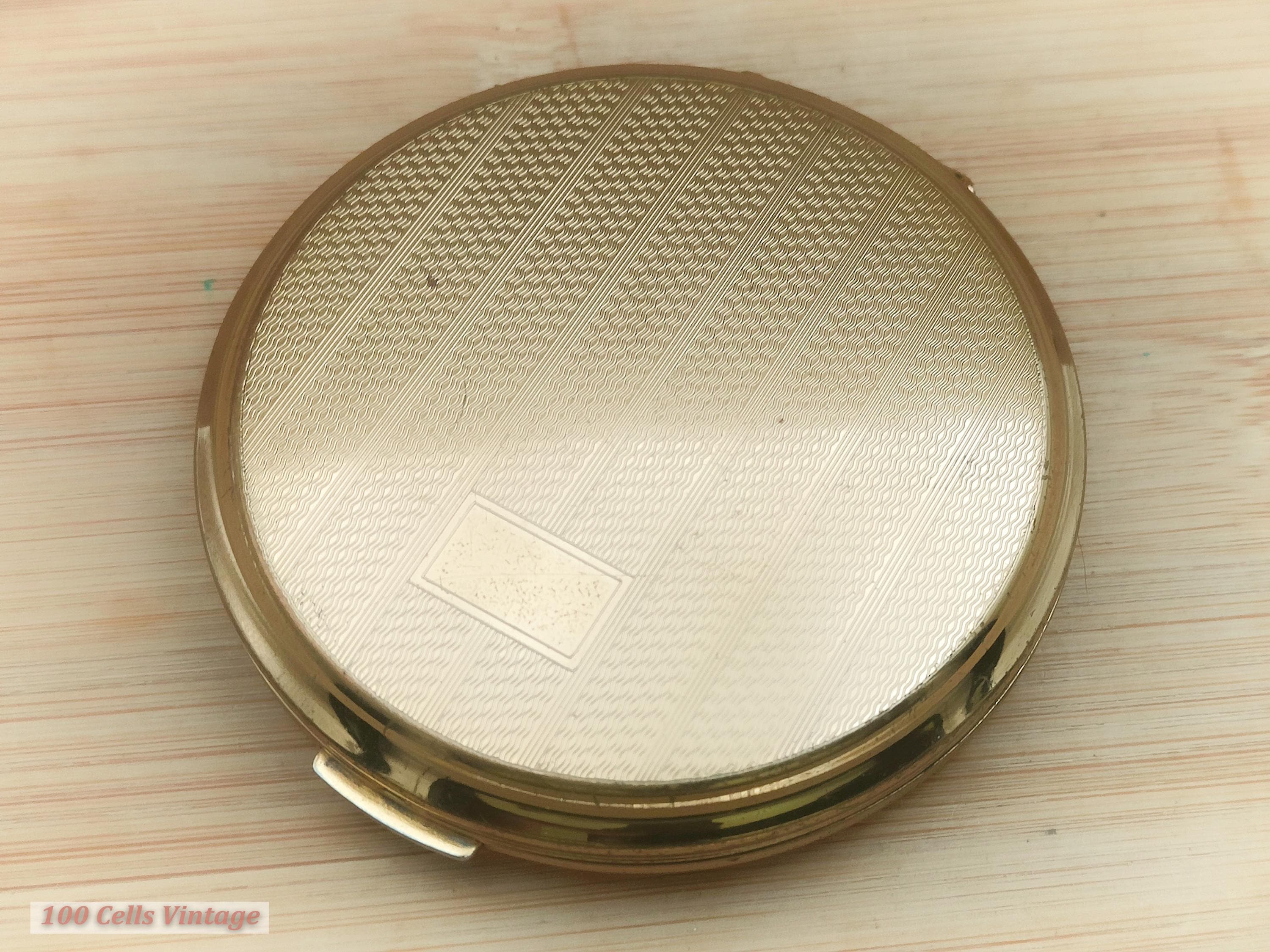 Stratton Art Deco gold tone -Vintage Make Up/Powder Mirror Compact-0ma, vintage compact, handheld mirror, vintage vanity