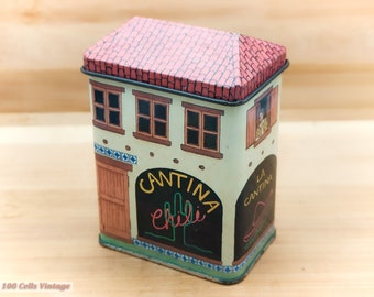 Boîte de rangement artisanale vintage de ferblantier mexicain en forme de maison de restaurant (9 cm)