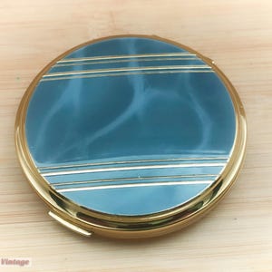 Grey marble effect-Vintage Make Up/Powder Mirror Compact-0ma , vintage compact, handheld mirror, vintage vanity