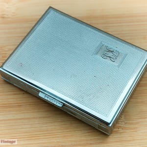Silver Tone Art Deco Vintage Make Up/Powder Compact & Cigarette Case-1gr, compact mirror, vintage compact, handheld mirror, vintage vanity