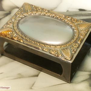 Large silver tone embossed vintage metal match box case-202