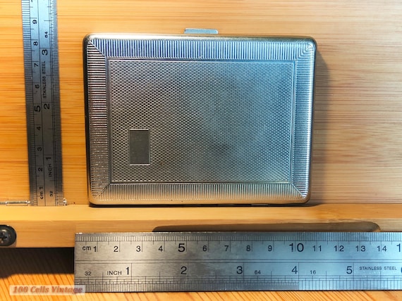 emubrite cigarette case Emubrite Art Deco Silver Tone Vintage Cigarette Case-tobacciana-1in