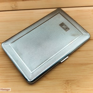 Emu Marke Chrom Silber Ton Metall Vintage Zigarettenetui-Tobacciana-0li