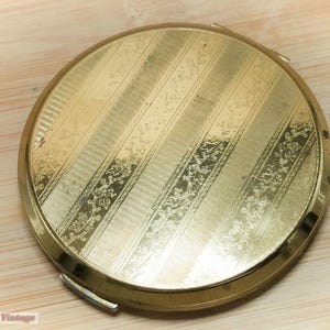 Stratton AS SEEN floral gold stripes-Vintage Make Up/Powder Mirror Compact-1gr , vintage compact, handheld mirror, vintage vanity