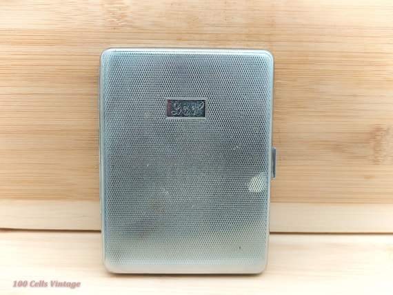 Emu Brand Chrome Silver Tone Metal Vintage Cigarette Case-tobacciana-0li