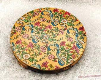 Bright Chintzy Flowers-Vintage Ladies Powder Compact-9cm