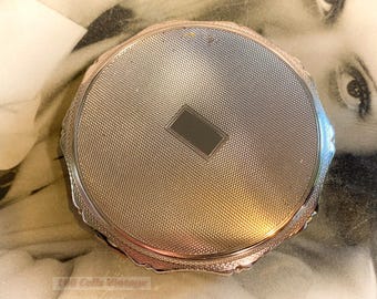 Estuche de polvos vintage Kigu London de plata esterlina de 1965: Espejo de maquillaje-1l