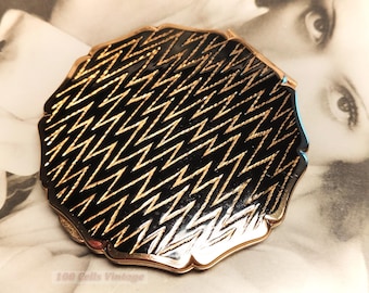 Revlon Textured Gold Turn-vintage Ladies Powder Compact-1pi