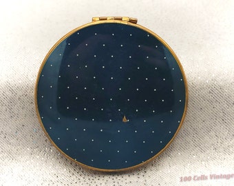 Blue Kigu-Vintage Ladies Powder Compact-8cm