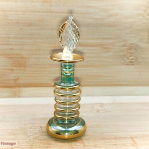 Small Green Egyptian 8cm-Vintage Collectable Perfume/Scent Bottle-cd, empty perfume bottle, empty glass bottle