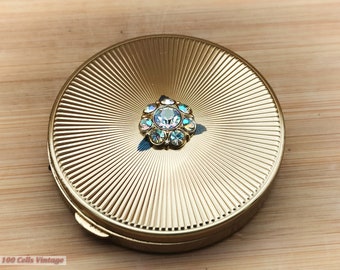 Helena Rubenstein goudkleurig met diamanten-vintage damespoeder compact -0te