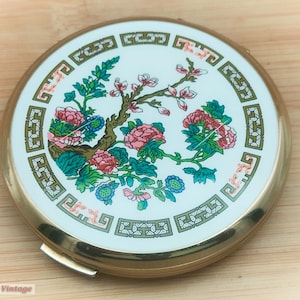 Stratton Japanese garden-Vintage Make Up/Powder Mirror Compact-0ma , vintage compact, handheld mirror, vintage vanity