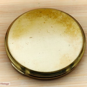 Mascot-Plain Minimalist Gold Tone-Vintage Ladies Powder Compact -cgr, compact mirror, vintage compact, handheld mirror, vintage vanity