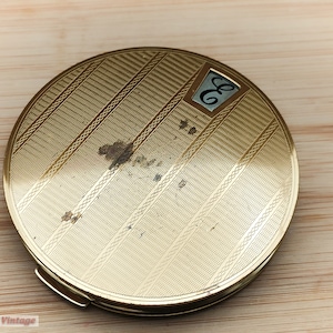 Wählen Sie Ihre eigene Initiale-Vintage Damen Powder Compact-1vi, Taschenspiegel, Vintage Compact, Handspiegel, Vintage Eitelkeit
