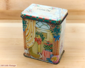 Boîte à thé maison sur le thème de Noël, boîte de rangement vintage (9 cm)