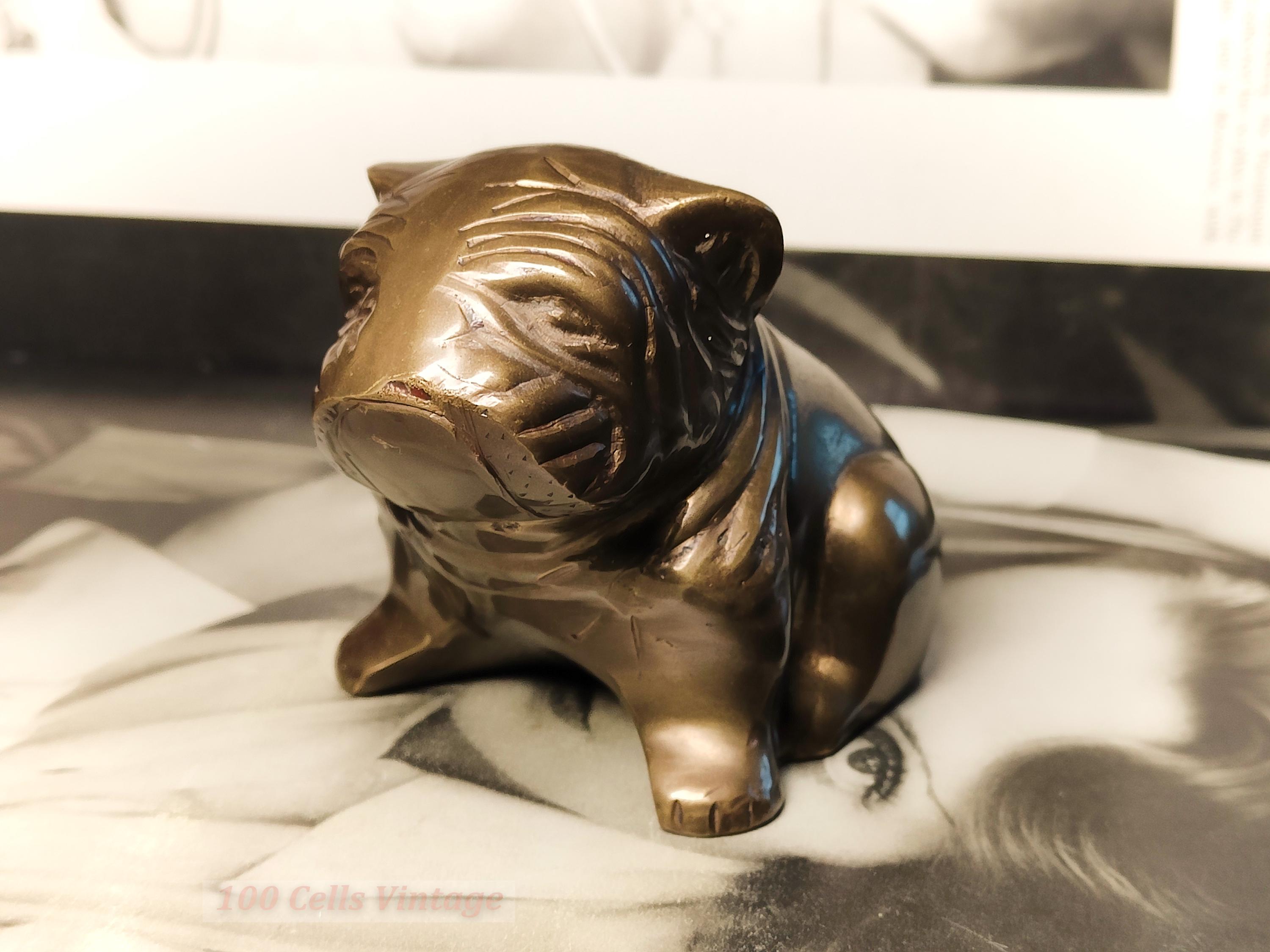 ブリティッシュブルドッグ - 真鍮製ヴィンテージ犬の置物/オーナメント