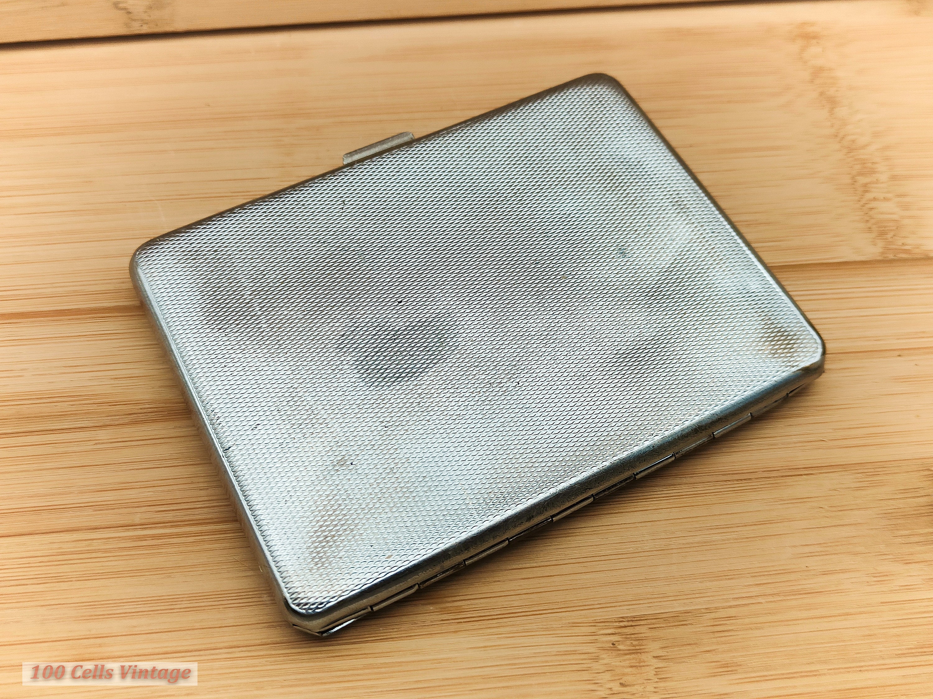 Emu Brand Chrome Silver Tone Metal Vintage Cigarette Case-tobacciana-0li