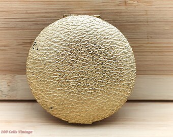 Revlon Textured Gold Turn-vintage Ladies Powder Compact-1pi