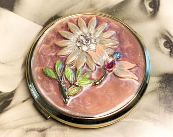 Dragonfly and flower enamelled powder compact: Makeup Mirror-1y