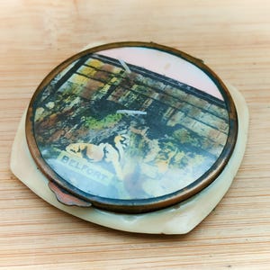 Bakelite Belfort France Souvenir-Vintage Ladies Powder Compact-1ma, compact mirror, vintage compact, handheld mirror, vintage vanity