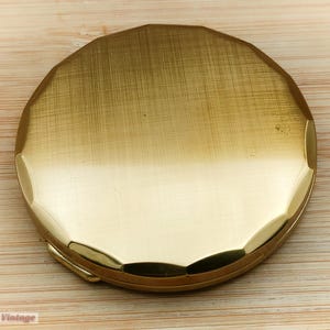 Minimalist Art Deco Gold Tone-Vintage Make Up/Powder Compact-1bl, compact mirror, vintage compact, handheld mirror, vintage vanity