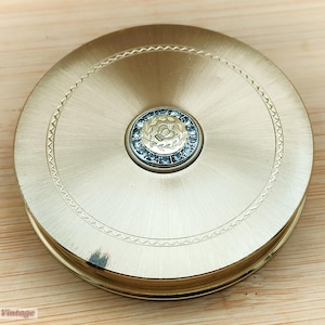Revlon Gold Tone Jeweled Diamantes - Maquillaje/polvo vintage compacto - 1gr, espejo compacto, espejo vintage, espejo de mano, tocador vintage