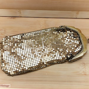 Gold Kettengeflecht Vintage Art Deco/Flapper Girl Geldbörse -0ma, Taschenspiegel, Vintage Taschenspiegel, Taschenspiegel, Vintage Eitelkeit