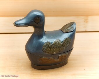 Small Pewter Duck (5cm)-Vintage Trinket/Pill/Jewellery Box 0bl