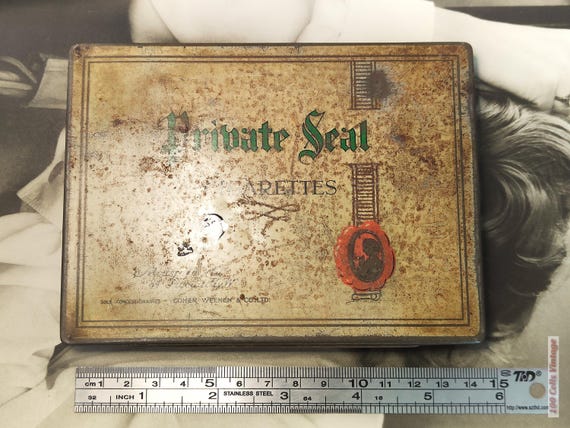 sealed cigarette tin Private Seal Vintage Cigarette Tin-202