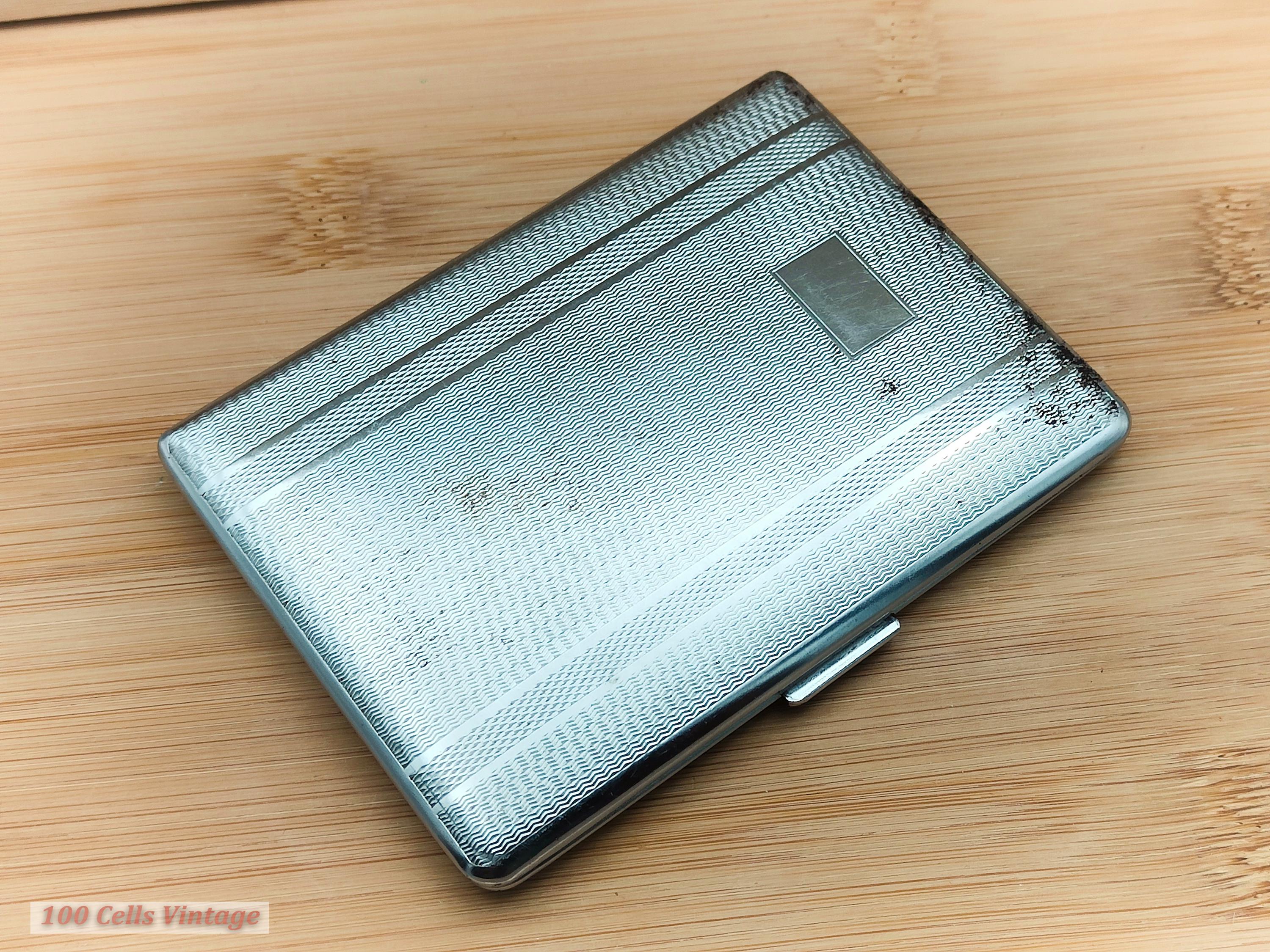 richmond cigarette case Richmond Art Deco Silver Tone Vintage Cigarette Case-tobacciana-1in