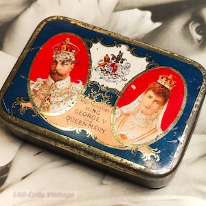 King George V Royal Souvenir 1911-Vintage Fry & Sons Chocolate Tin 8cm-A