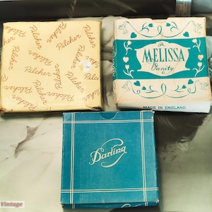 Melissa, Pilcher, Darling 3 x BOXES ONLY for vintage powder compacts-202 , vintage compact, handheld mirror, vintage vanity