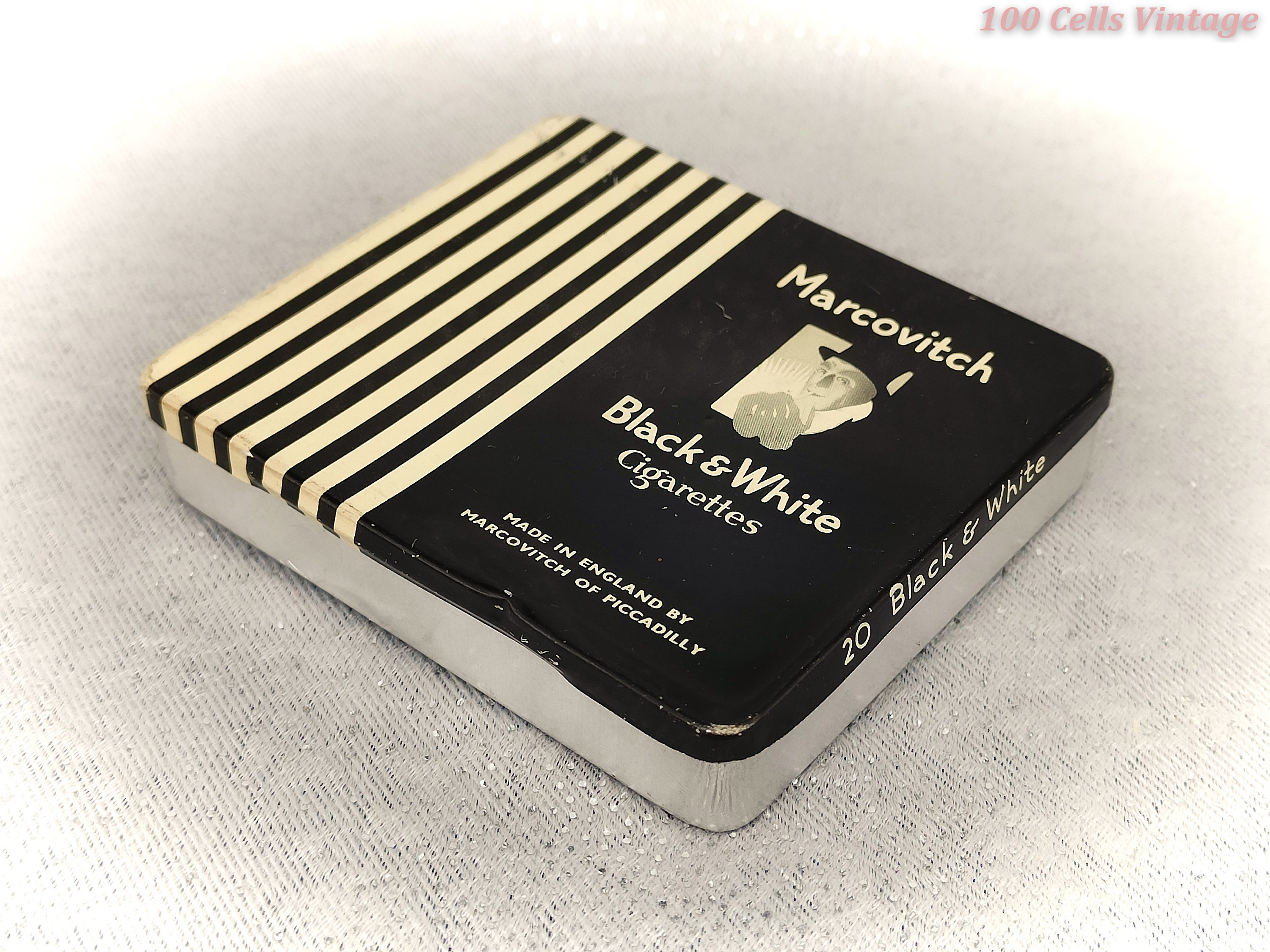 Marcovitch Black & White Cigarettes-air France-vintage Cigarette Tin-tobacco 