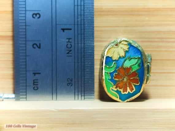 Very Tiny Blue Floral Cloisonne (2cm)-Vintage Tri… - image 7