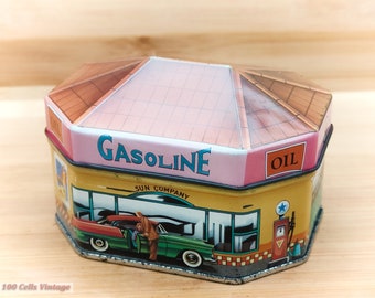 Ian Logan American Filling/Petrol Station House Shape Vintage Storage Tin (9cm)